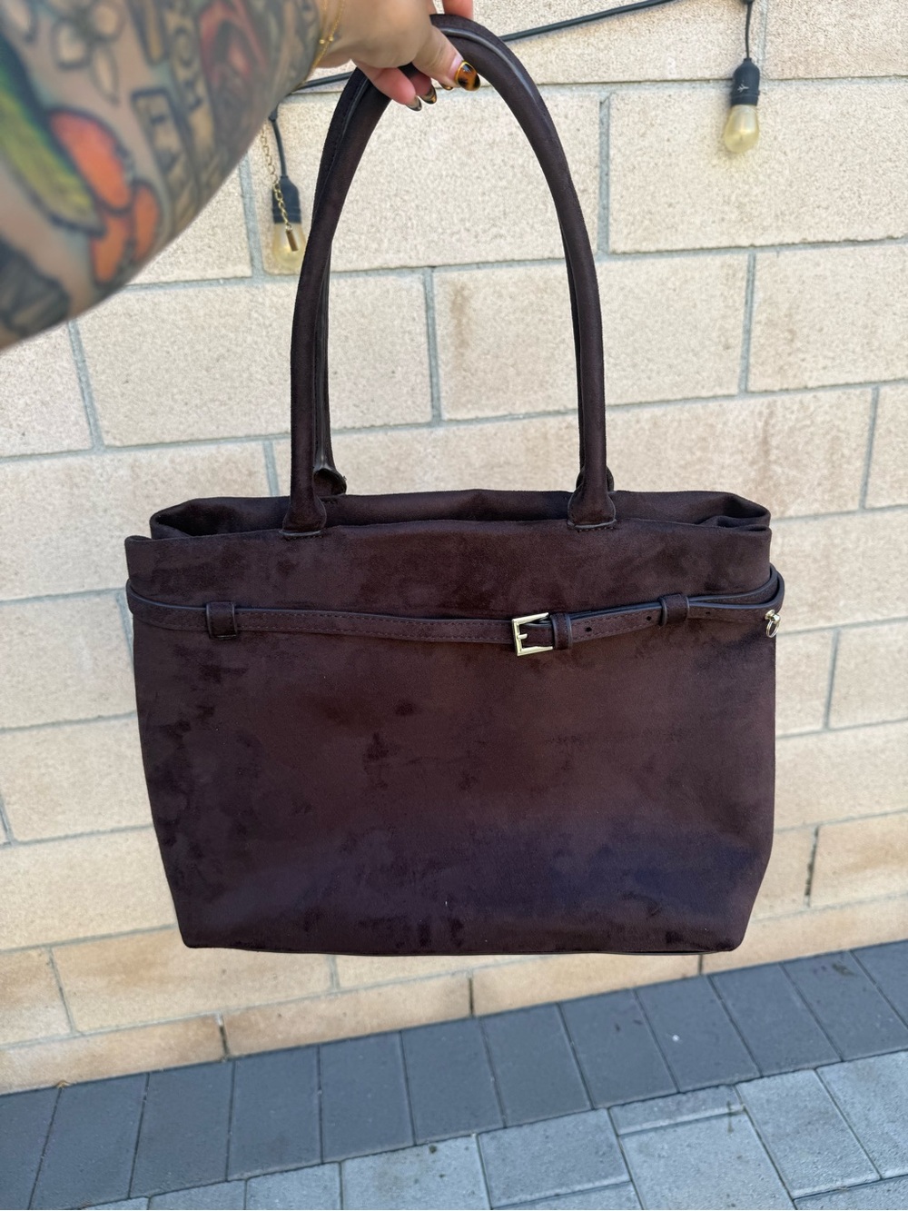Abercrombie & Fitch Dark Brown Suede Tote